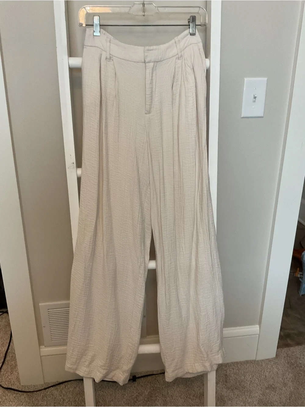 a new day Cream Crinkled High-Rise Wide Leg Pants - Picture 1 of 4